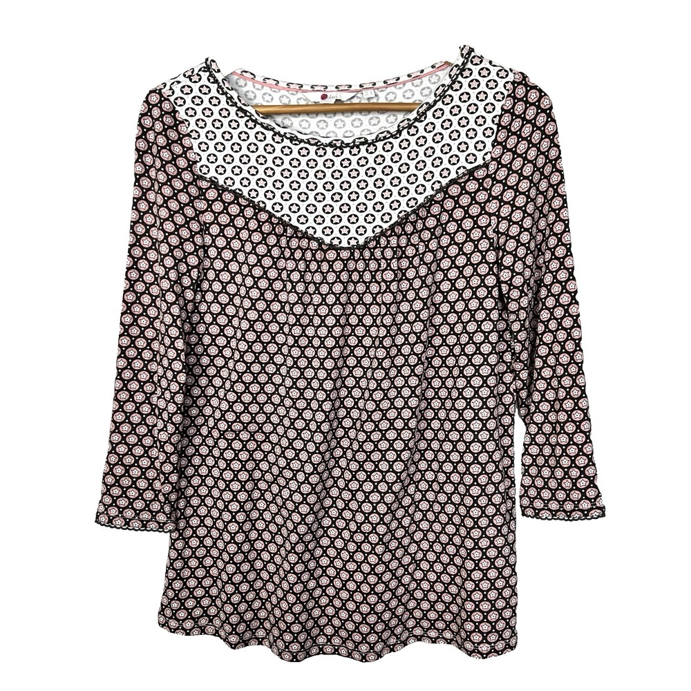 Boden Natasha Star Print Pullover Top Womens 4 Preppy Comfy Travel Weekend